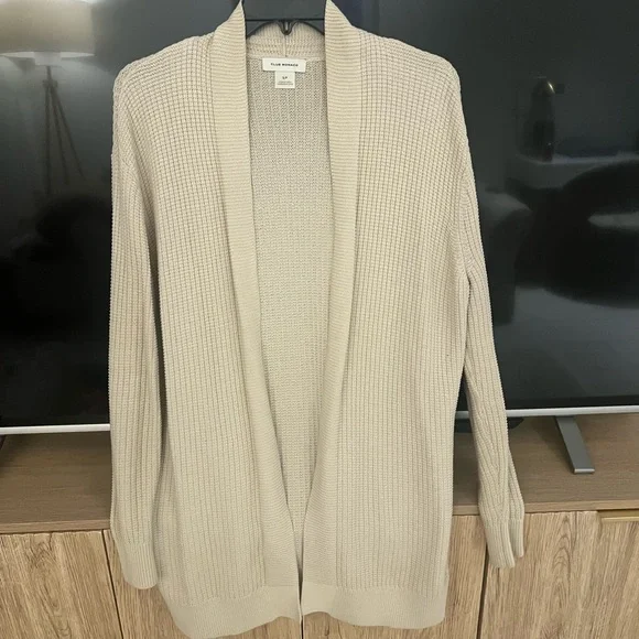 Club Monaco Sweaters Club Monaco Cream Ribbed Cardigan Sweater